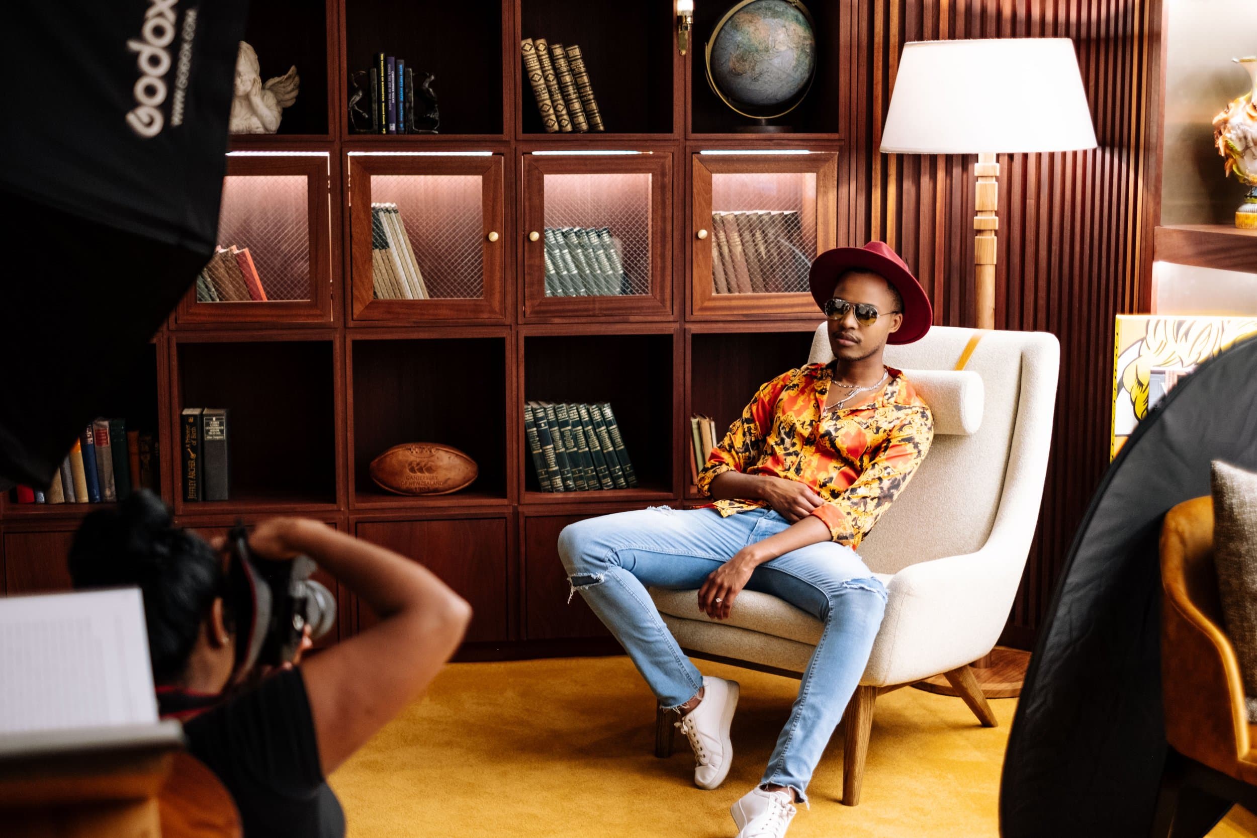 A Standard Bank Taste Tomorrow LinkedIn portrait session in The Pencil Club library.